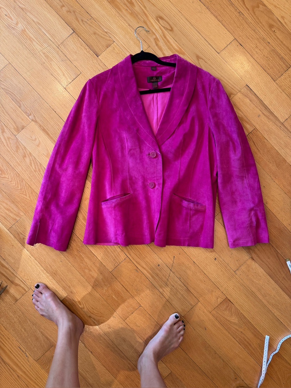Danier Genuine Suede light weight Fuchsia Tailored Blazer XXL - Picture 3 of 10